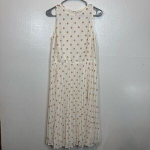 Ann Taylor Sleeveless Polka Dot Pleated Flare Dress Size 8